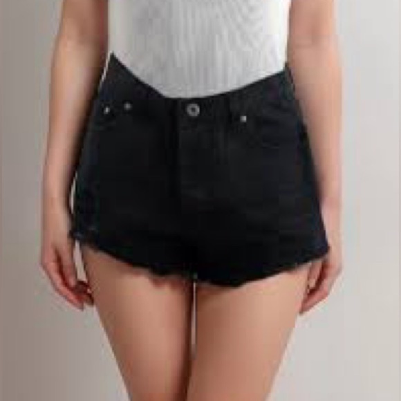 Double Agent distressed black Jean shorts size 8 EUC - Picture 1 of 6